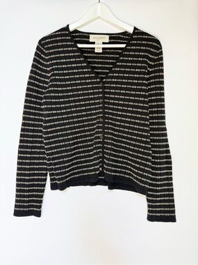 Vintage Black & Cream Striped Cardigan
